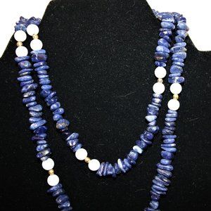 Lovely blue gemstone rustic necklace